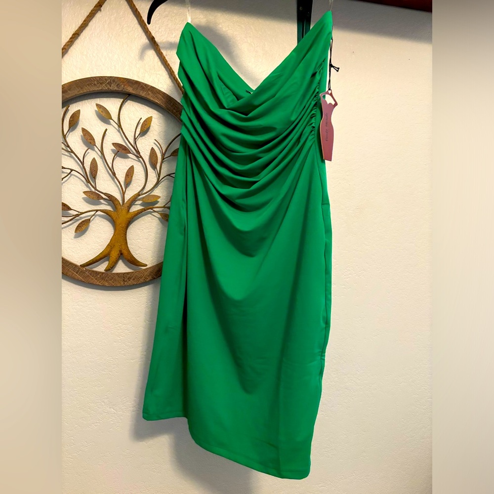Strapless dress mini green